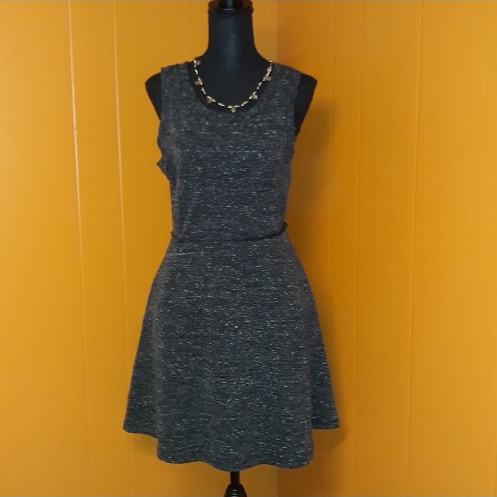 Adrienne Vitadinni black gray midi dress sz small